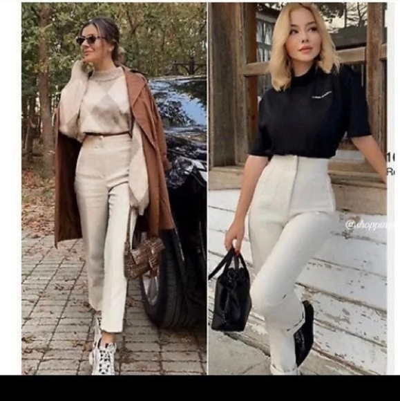 Zara high-waisted pleated slacks, size S, light tan - Picture 7 of 8